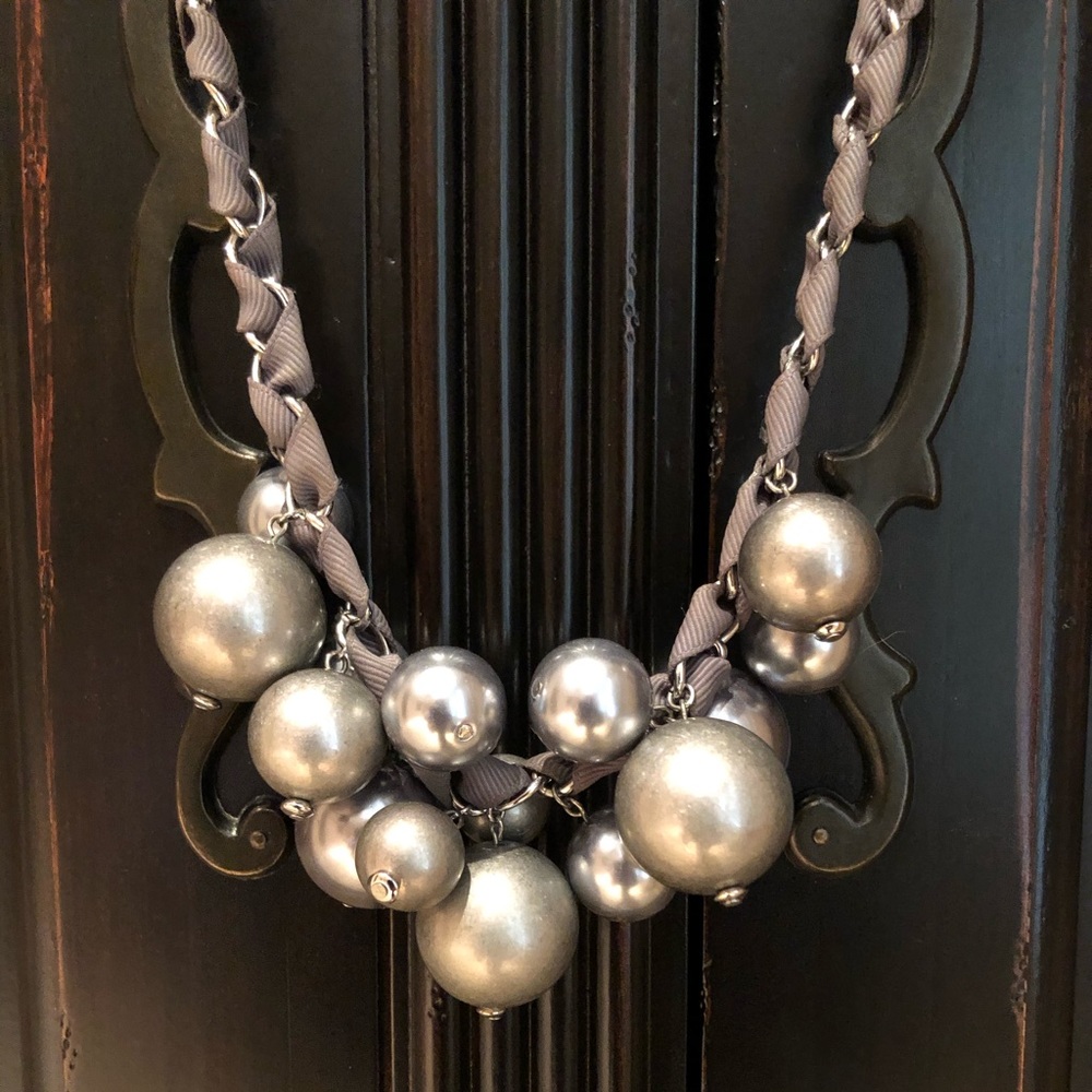 Silver and Gray Ribbon Necklace